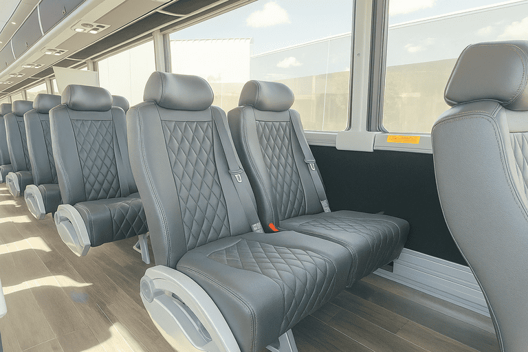 interior of Missouri City Minibus Company charter bus