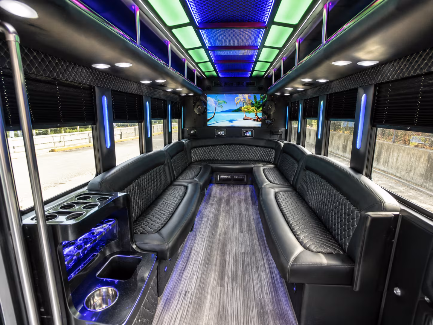 missouri city 18 passenger party bus inside