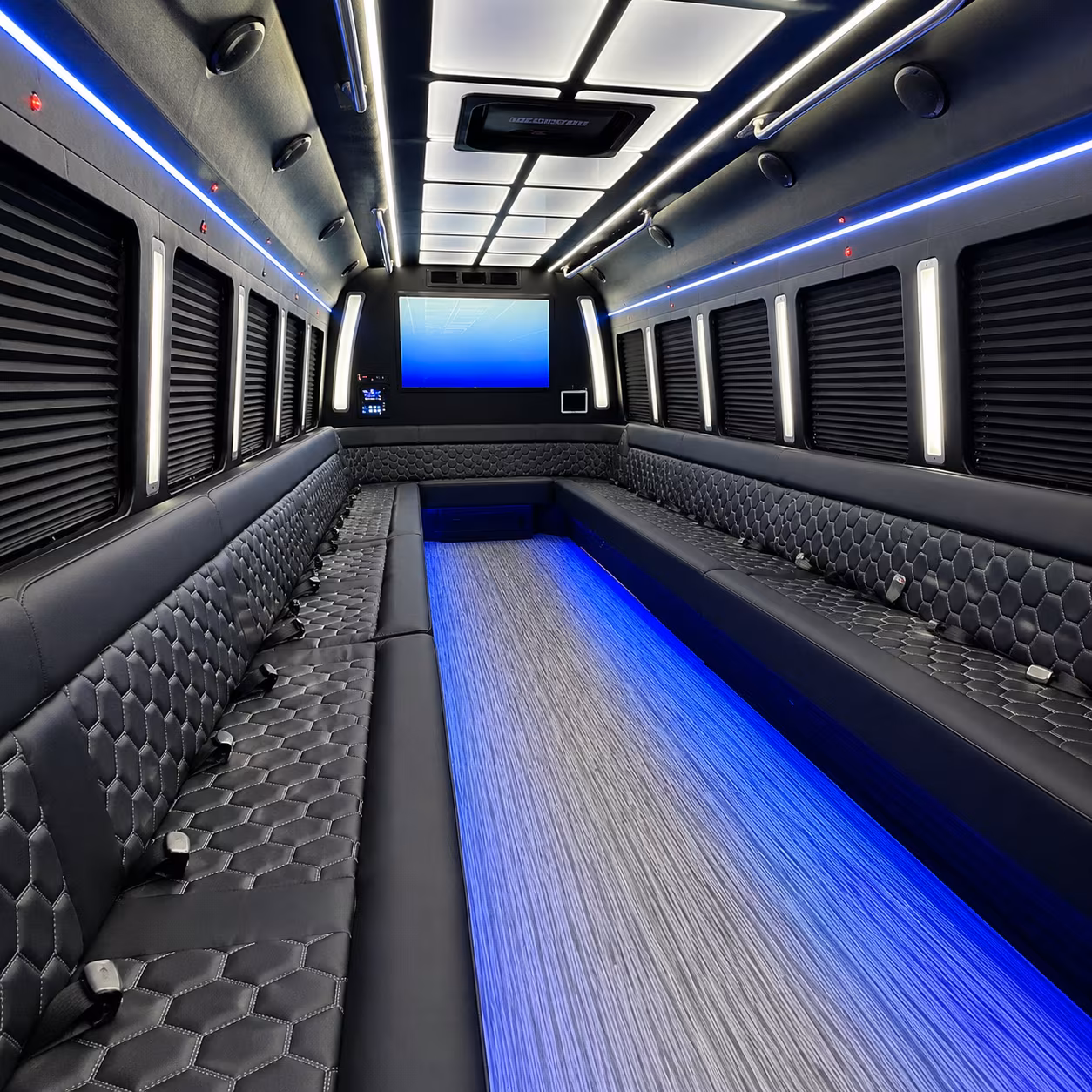 missouri city 50 passenger party bus inside